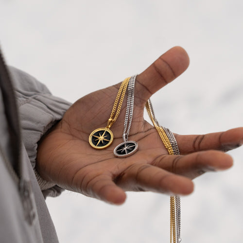 Kompass Halskette Anhänger Emaille