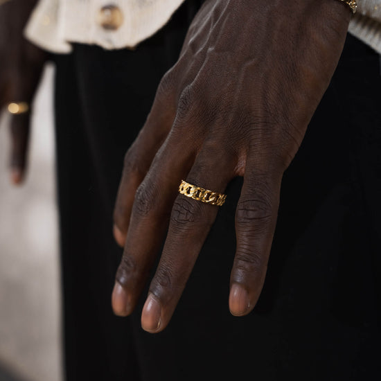 CUBAN/ARMOR RING 925 SILVER 18 CARAT GOLD PLATED - IDENTIM®