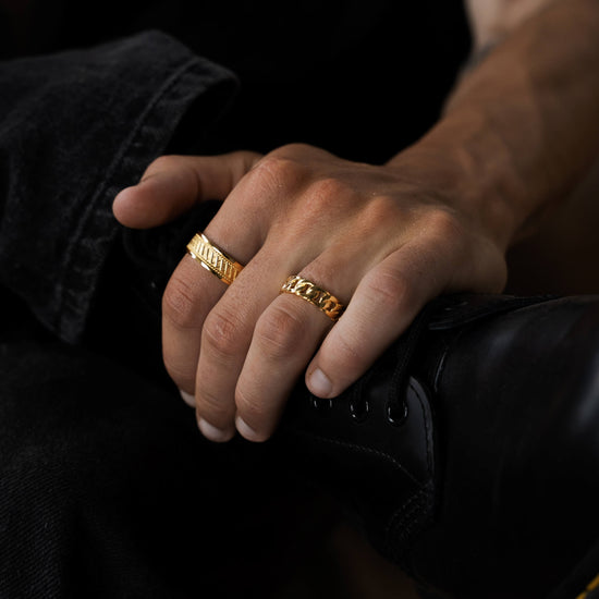 CUBAN/ARMOR RING 925 SILVER 18 CARAT GOLD PLATED - IDENTIM®