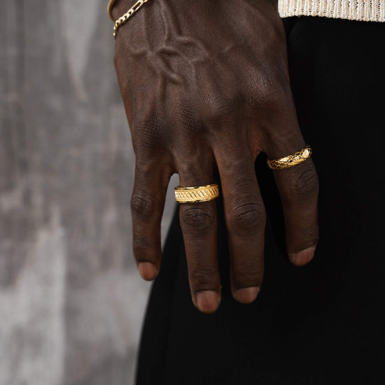 BOLD X RING 925 SILVER 18 CARAT GOLD PLATED - IDENTIM®