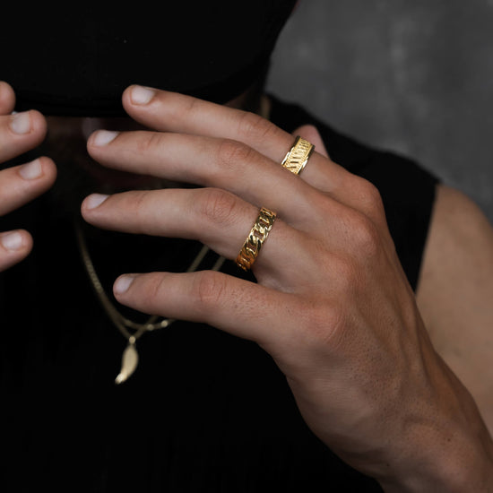 CUBAN/ARMOR RING 925 SILVER 18 CARAT GOLD PLATED - IDENTIM®