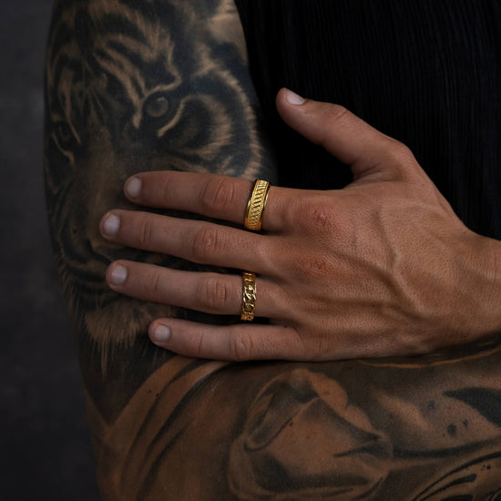BOLD X RING 925 SILVER 18 CARAT GOLD PLATED - IDENTIM®