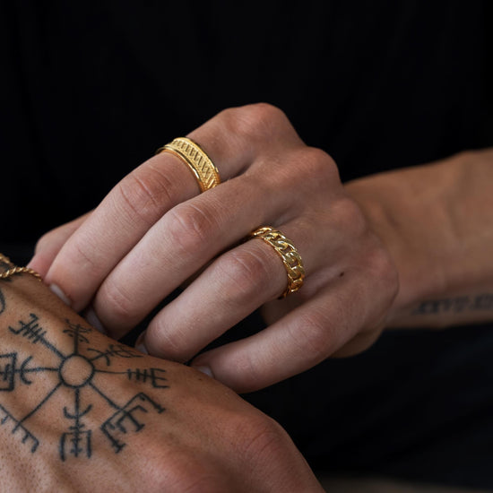 CUBAN/ARMOR RING 925 SILVER 18 CARAT GOLD PLATED - IDENTIM®