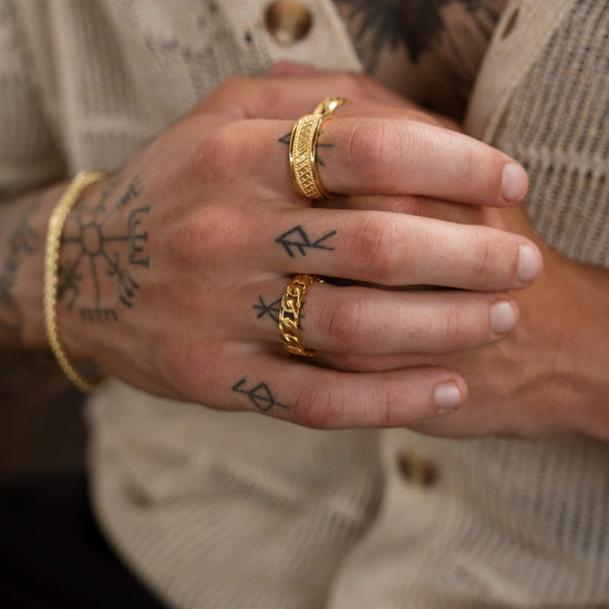 CUBAN/ARMOR RING 925 SILVER 18 CARAT GOLD PLATED - IDENTIM®
