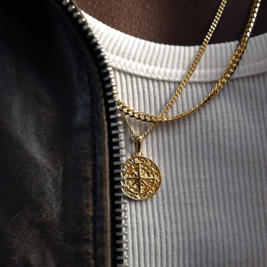 COMPASS NECKLACE 925 SILVER 18 CARAT GOLD PLATED - IDENTIM®