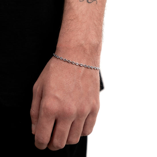 SHIP BANK BAND GOLD BRACELET 3,50MM 585 WHITE GOLD - IDENTIM®