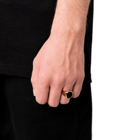 SIGNET RING ONYX OVAL 585 GOLD - IDENTIM®