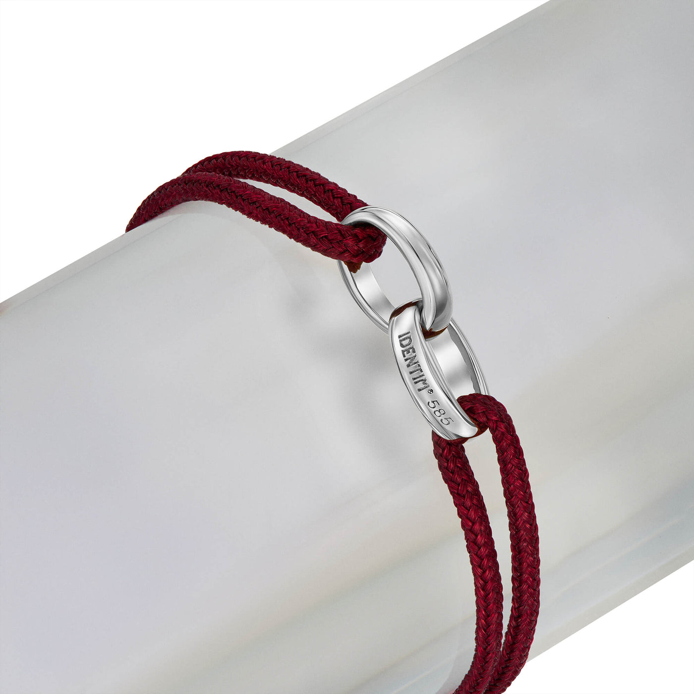 GLORY BRACELET BORDEAUX STOFFARMBAND 585 WEIßGOLD