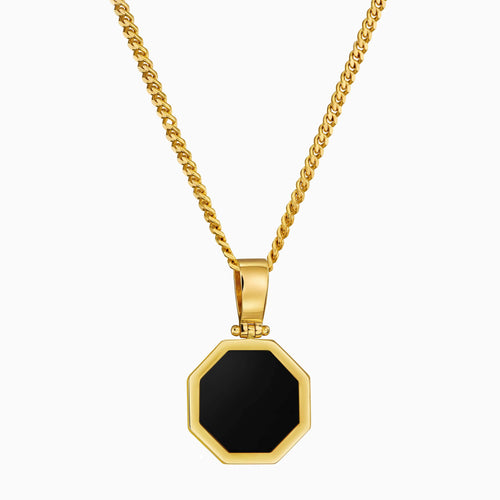 ONYX OCTAGON NECKLACE 585 GOLD