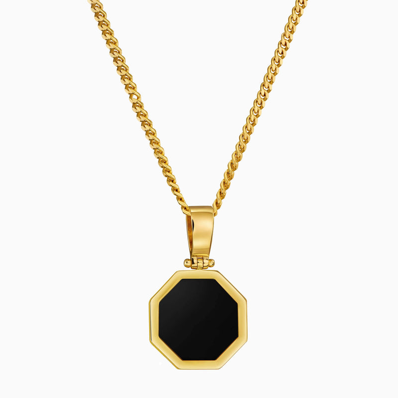 ONYX OCTAGON NECKLACE 585 GOLD