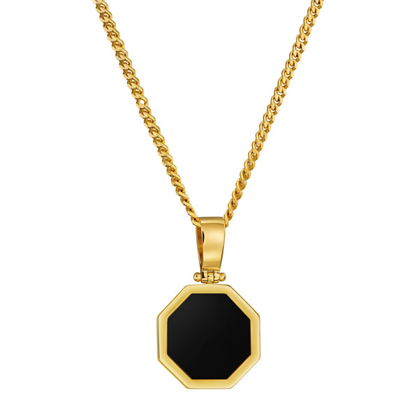 NASZYJNIK ONYKS OŚMIOKĄT 585 ZŁOTY