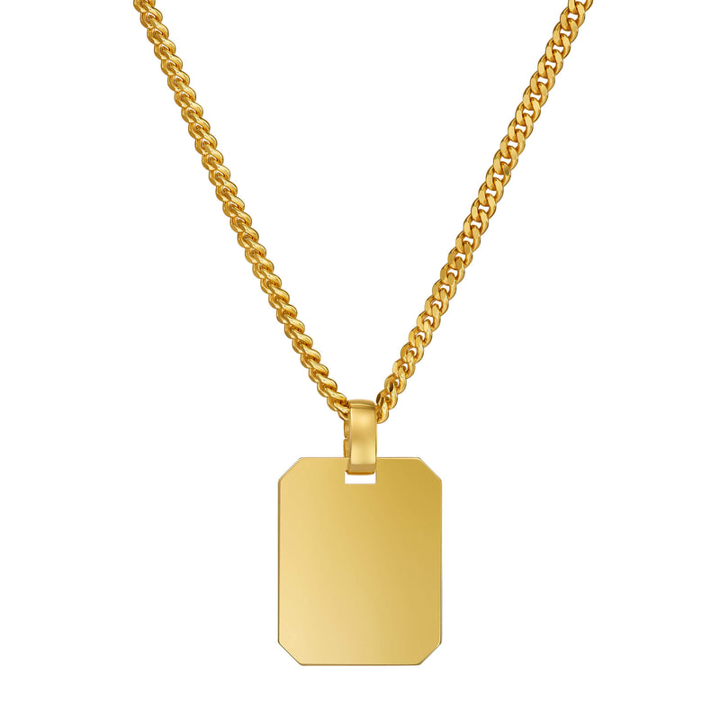 Wisior w kształcie ośmiokąta z grawerowaną płytką, wypolerowany