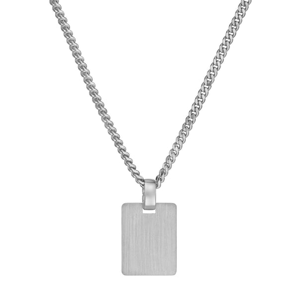 Engraved Rectangular Necklace Pendant, Satin Finish
