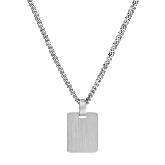 Engraved Rectangular Necklace Pendant, Satin Finish