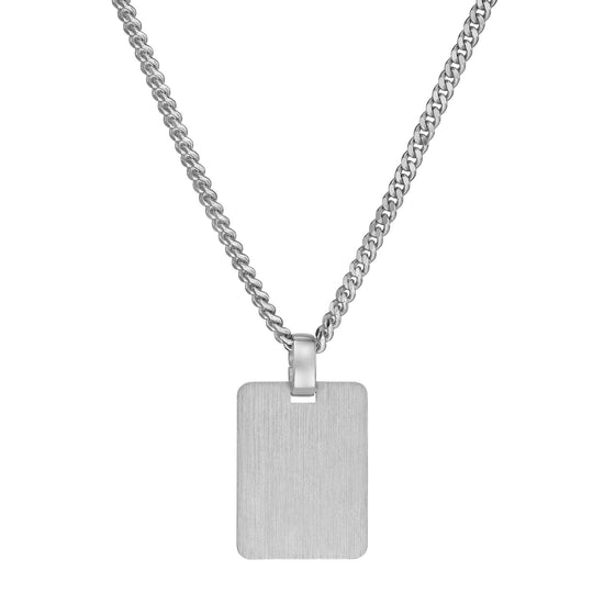 Engraved Rectangular Necklace Pendant, Satin Finish