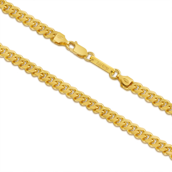 PANZERKETTE KUBANISCH ARMBAND 5.30MM 925 SILBER 18 KARAT GOLD VERGOLDET - IDENTIM®