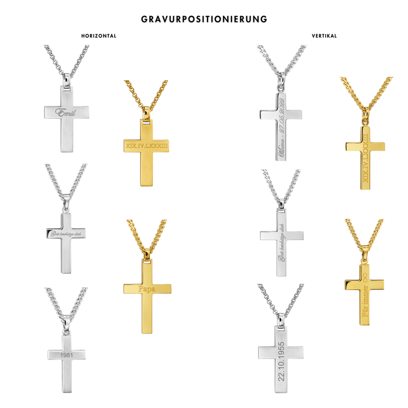 KREUZ HALSKETTE MATTIERT 925 SILBER RHODINIERT