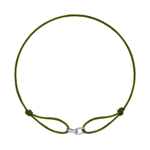 GLORY BRACELET OLIV STOFFARMBAND 585 WEIßGOLD