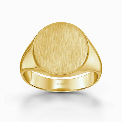 ZEGELRING GEBORSTELD OVAAL 585, 750 GOUD