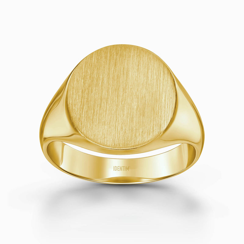 ZEGELRING GEBORSTELD OVAAL 585, 750 GOUD