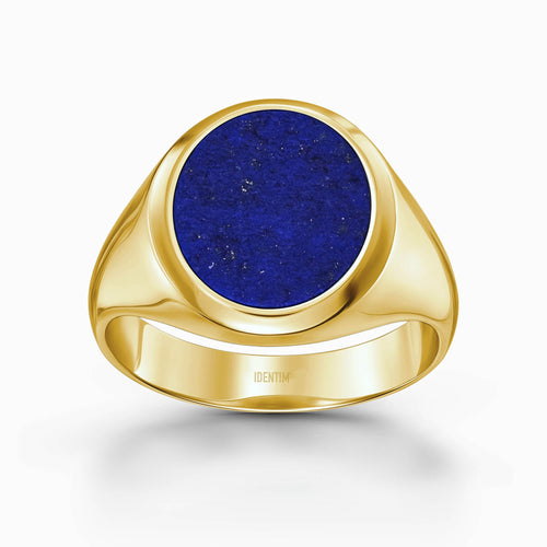 ZEGELRING LAPIS OVAAL 585, 750 GOUD
