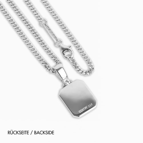 ONYX OKTAGON HALSKETTE 925 SILBER RHODINIERT