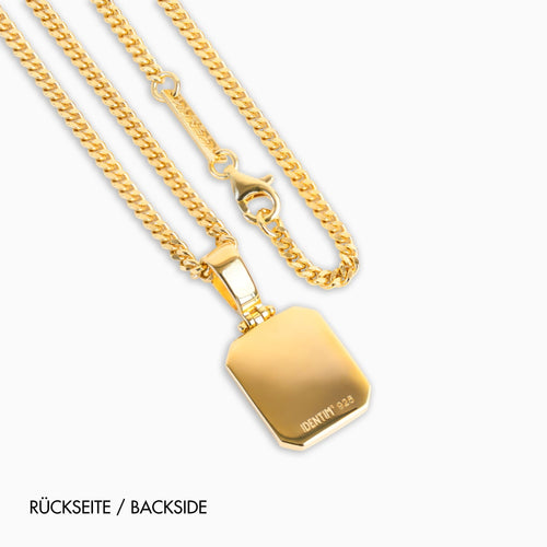 Tigerauge Oktagon Halskette 925 Silber 18 Karat Vergoldet