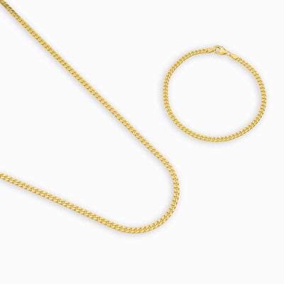 PANZERKETTE SET 925 SILBER 18 KARAT VERGOLDET 3,30MM