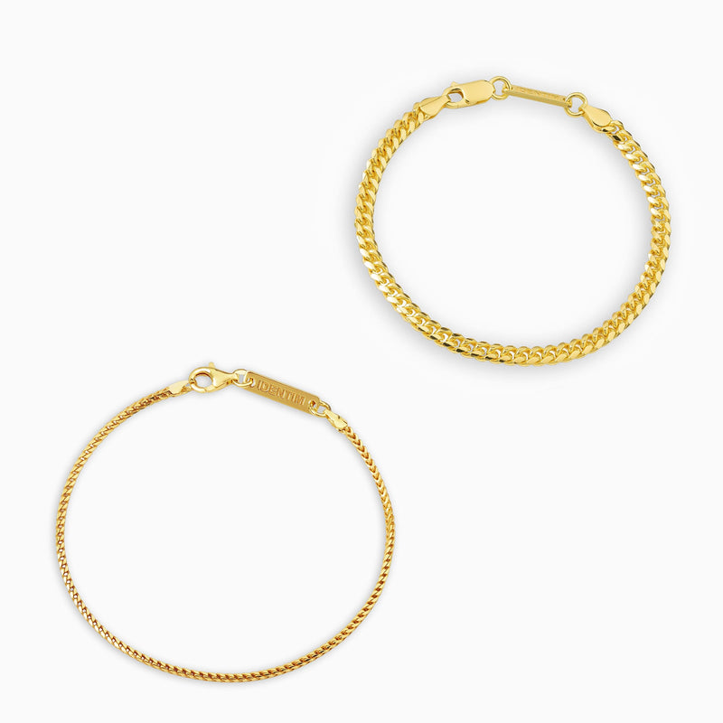 ARMBAND SET PANZER FRANCO 925 SILBER 18 KARAT VERGOLDET