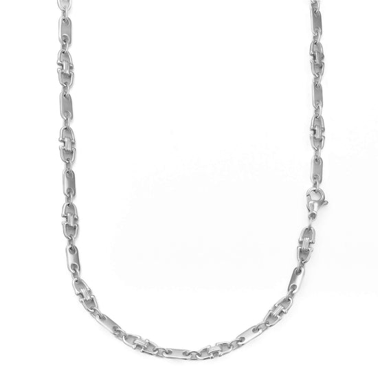 PLATTENKETTE STEIGBÜGELKETTE GOLDKETTE 5,50MM 585 WEIßGOLD - IDENTIM®
