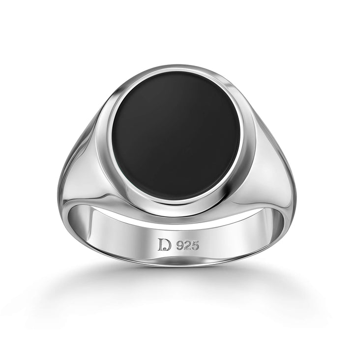 SIEGELRING ONYX OVAL 925 SILBER RHODINIERT - IDENTIM®