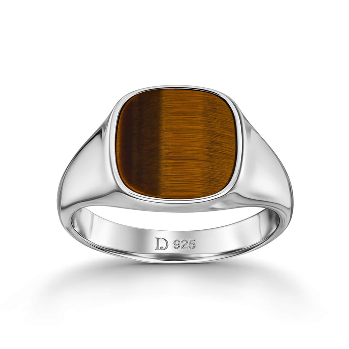 SIEGELRING TIGERAUGE SQUARE 925 SILBER RHODINIERT - IDENTIM®