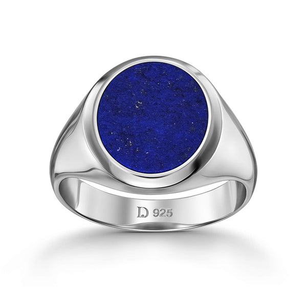 Oval Lapis Seal Ring in Silver