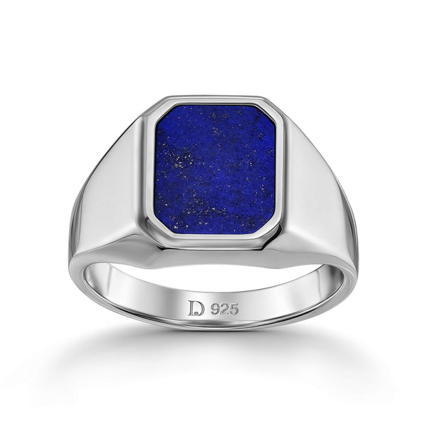 Lapis Octagon Signet Ring in Silver