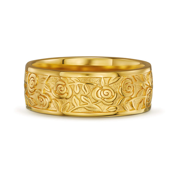 ROSE RING 925 SILVER 18 CARAT GOLD PLATED