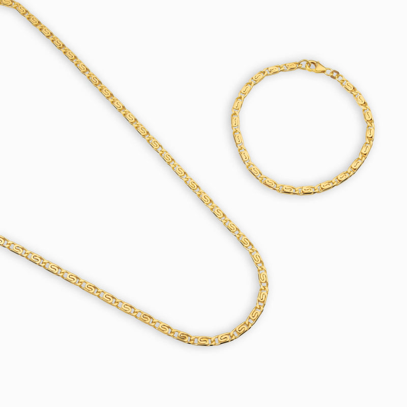 S-PANZERKETTE SET 925 SILBER 18 KARAT VERGOLDET 3,80MM