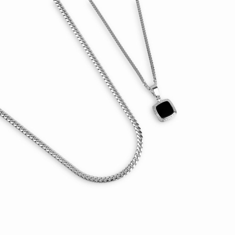 ART NOUVEAU HALSKETTE PANZERKETTE SET 925 SILBER RHODINIERT