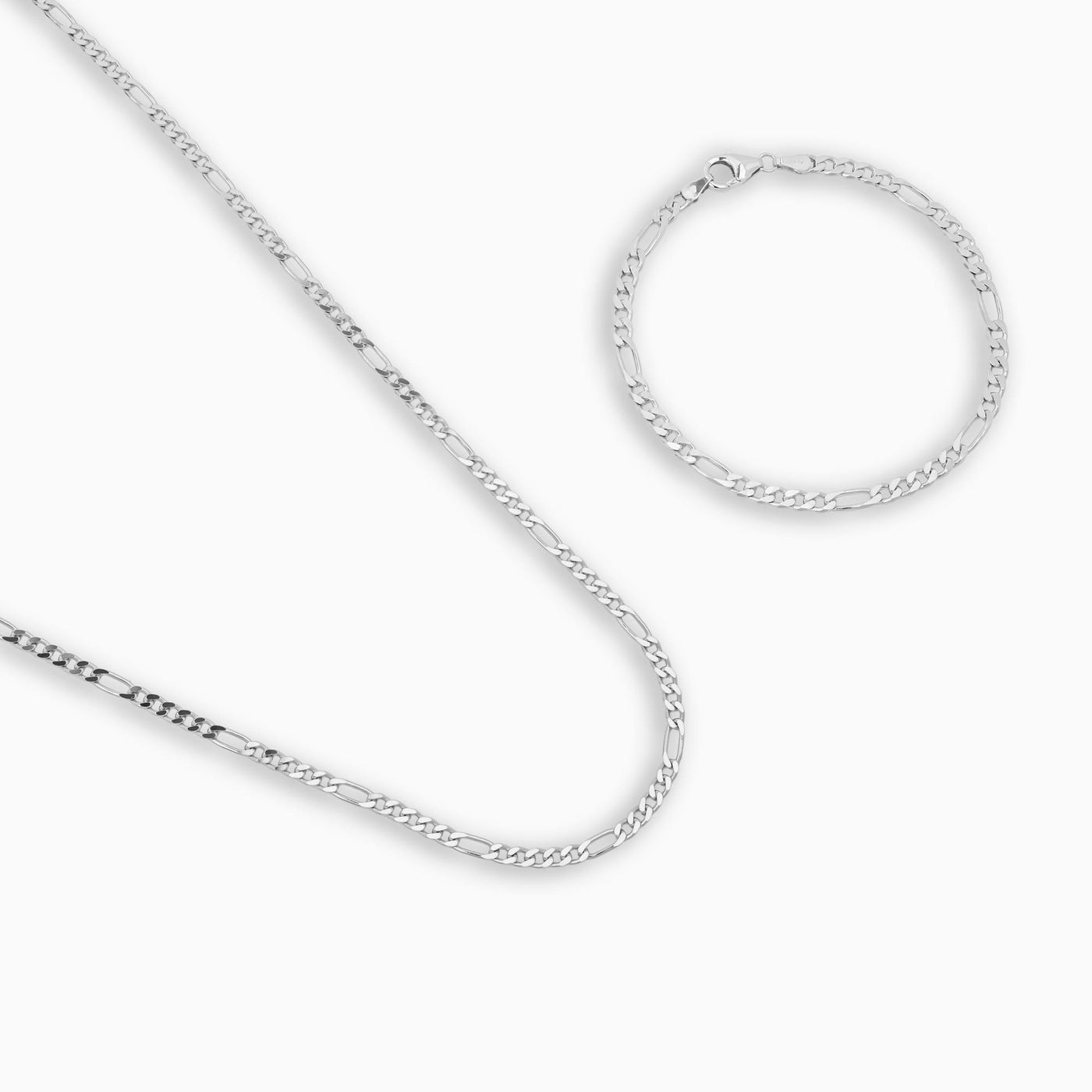 FIGAROKETTE SET 925 SILBER RHODINIERT 3,40MM