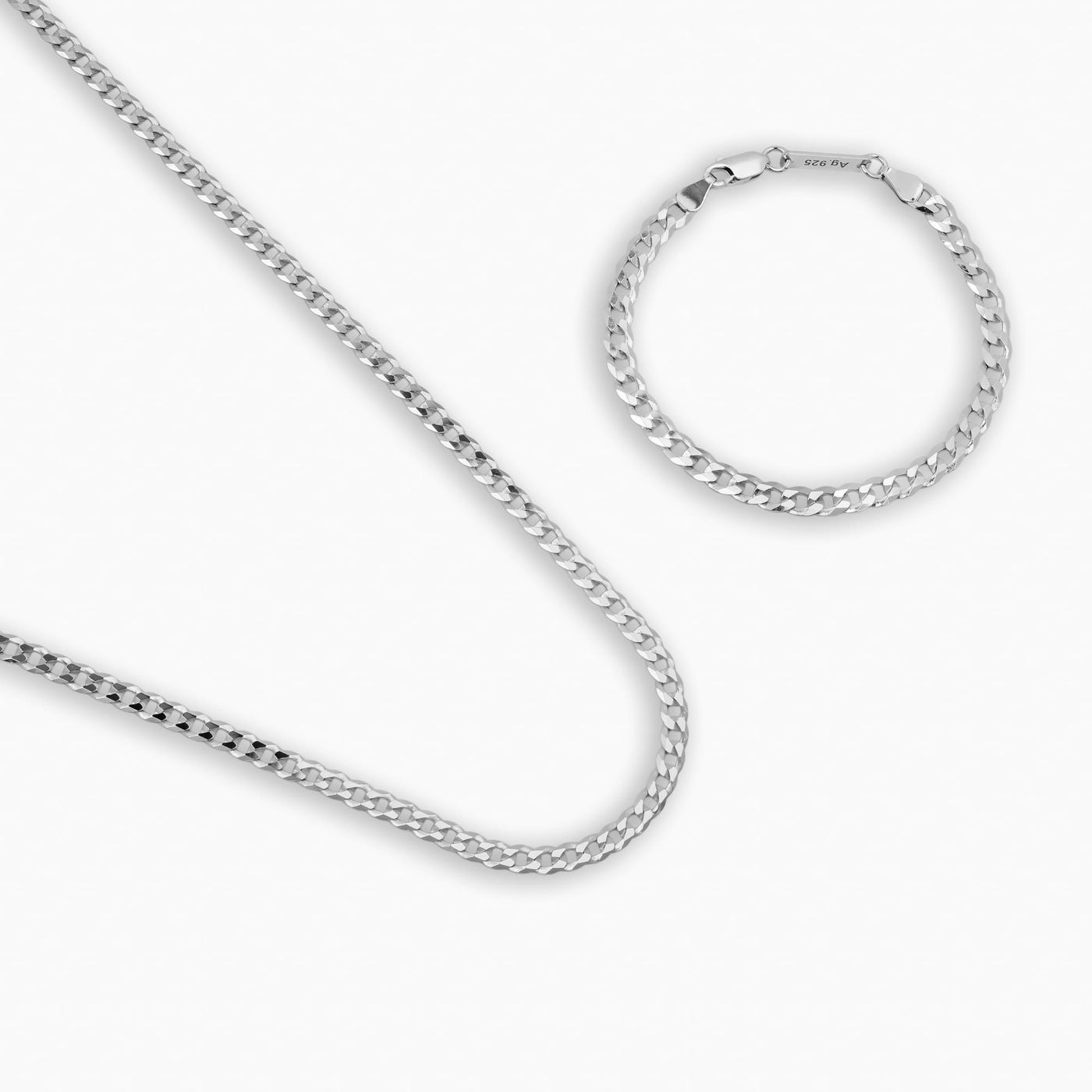 PANZERKETTE SET 925 SILBER RHODINIERT 5,00MM