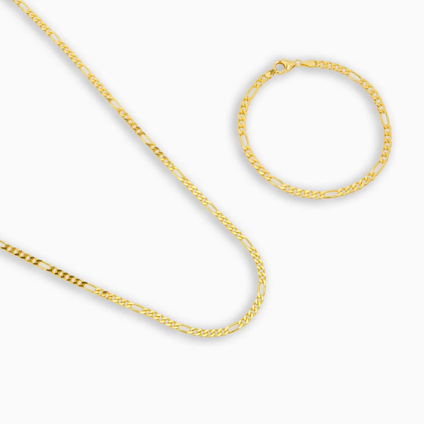 FIGAROKETTE SET 925 SILBER 18 KARAT VERGOLDET 3,40MM