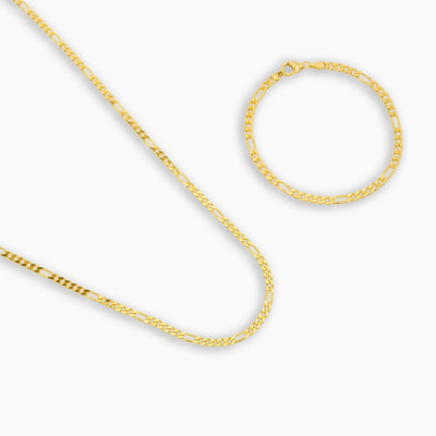 FIGAROKETTE SET 925 SILBER 18 KARAT VERGOLDET 3,40MM