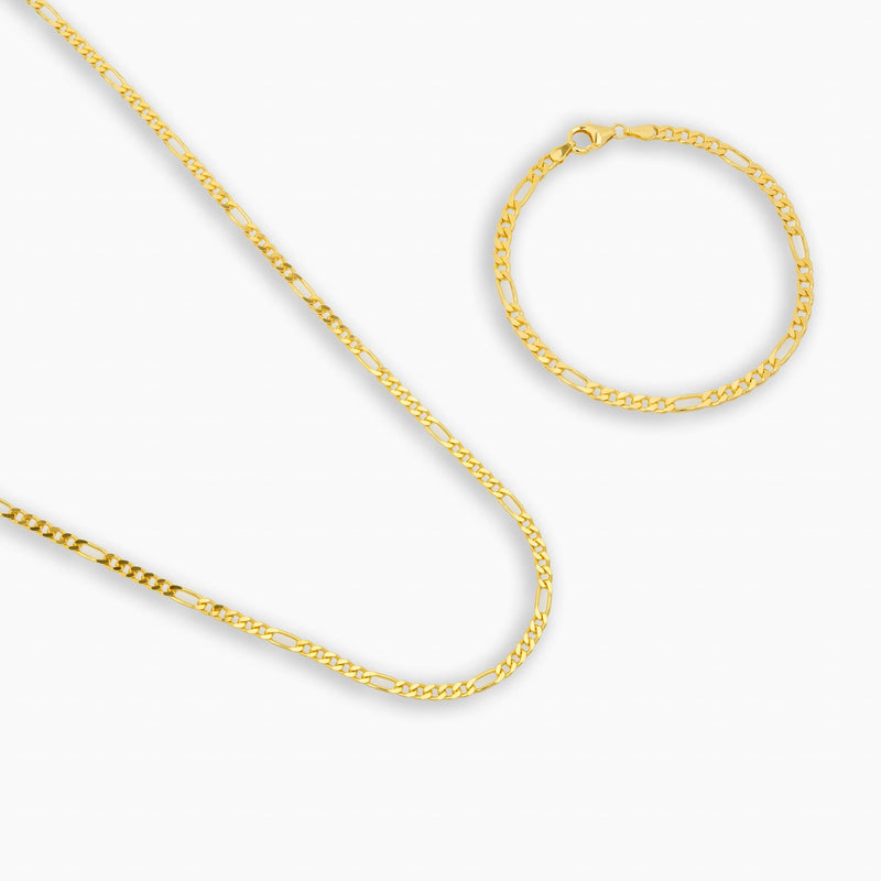 FIGAROKETTE SET 925 SILBER 18 KARAT VERGOLDET 3,40MM