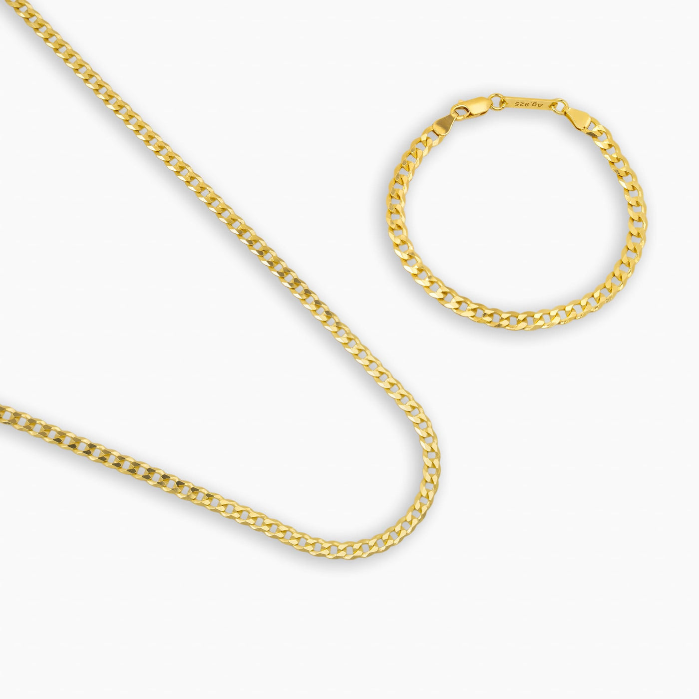 PANZERKETTE SET 925 SILBER 18 KARAT VERGOLDET 5,00MM
