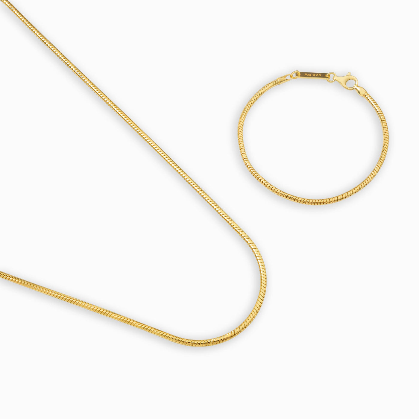 SCHLANGENKETTE SET 925 SILBER 18 KARAT VERGOLDET 2,50MM