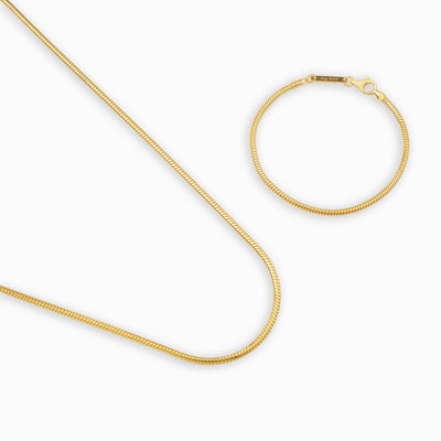 SCHLANGENKETTE SET 925 SILBER 18 KARAT VERGOLDET 2,50MM