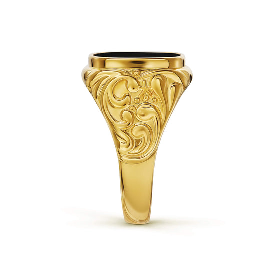 ART NOUVEAU SIGNET RING 925 SILVER 18 CARAT GOLD PLATED - IDENTIM®