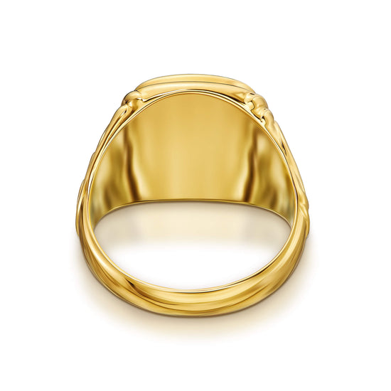 ART NOUVEAU SIGNET RING 925 SILVER 18 CARAT GOLD PLATED - IDENTIM®