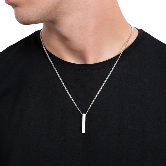 BAR NECKLACE 925 SILVER RHODIUM PLATED - IDENTIM®