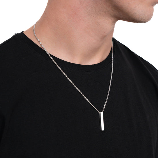 BAR NECKLACE 925 SILVER RHODIUM PLATED - IDENTIM®