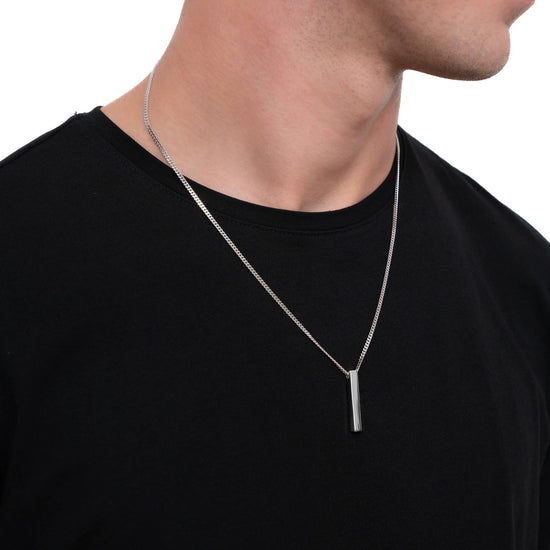 BAR NECKLACE POLISHED 925 SILVER RHODIUM PLATED - IDENTIM®